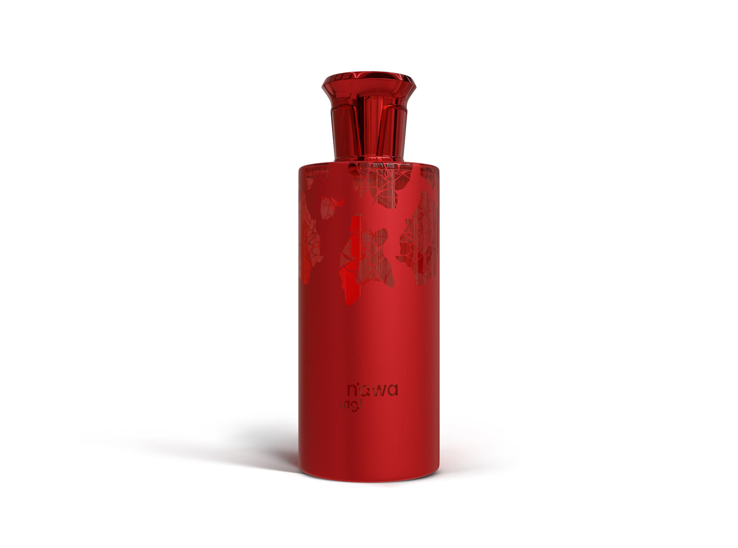 Nawa Eau de Parfum (100ml) in a striking red bottle with intricate floral design.