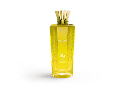 Asir LQalb Eau de Parfum (100ml) - Citrus woody unisex fragrance in an elegant yellow bottle.