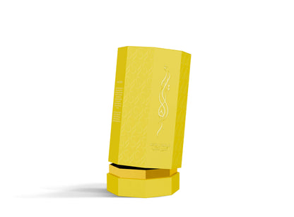 Asir LQalb Eau de Parfum (100ml) - Citrus woody unisex fragrance in an elegant yellow bottle.