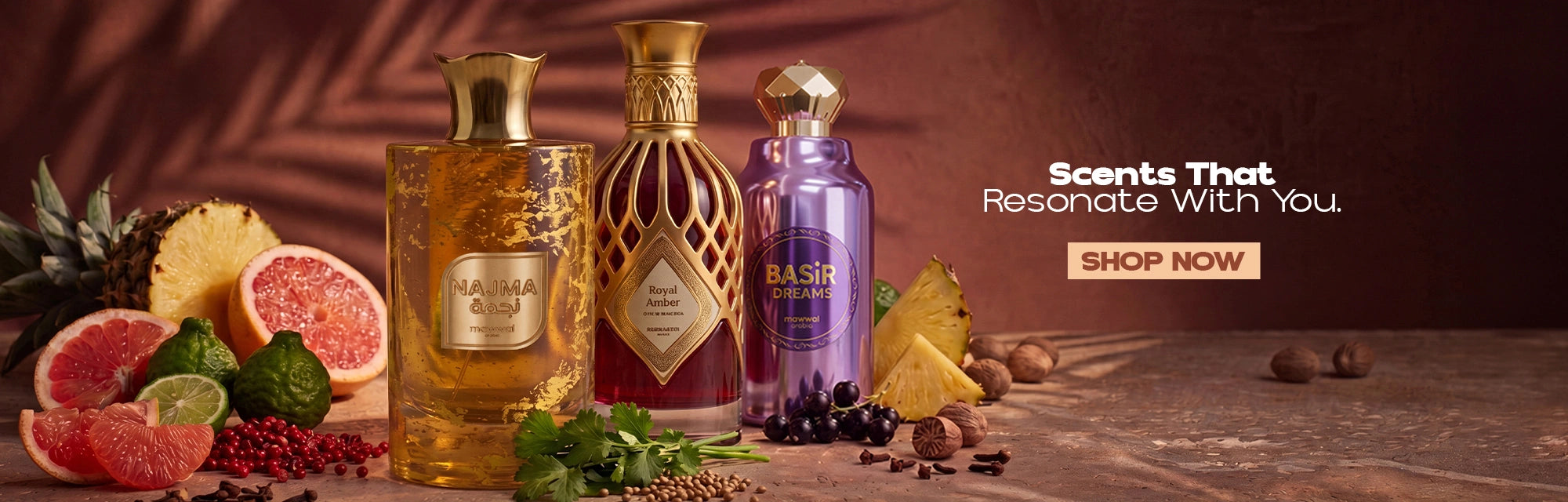 Luxury Arabic perfume collection by Mawwal Arabia featuring premium oud fragrances in elegant designer bottles