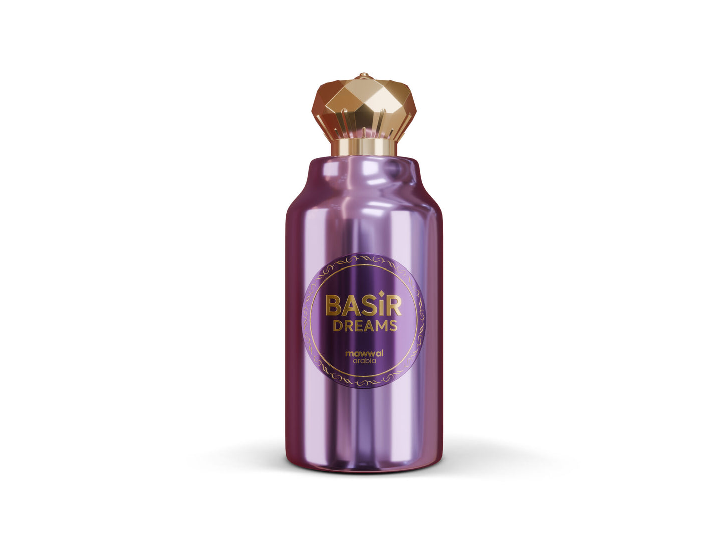 Basir Dream Eau de Parfum bottle with elegant design and shiny purple finish.