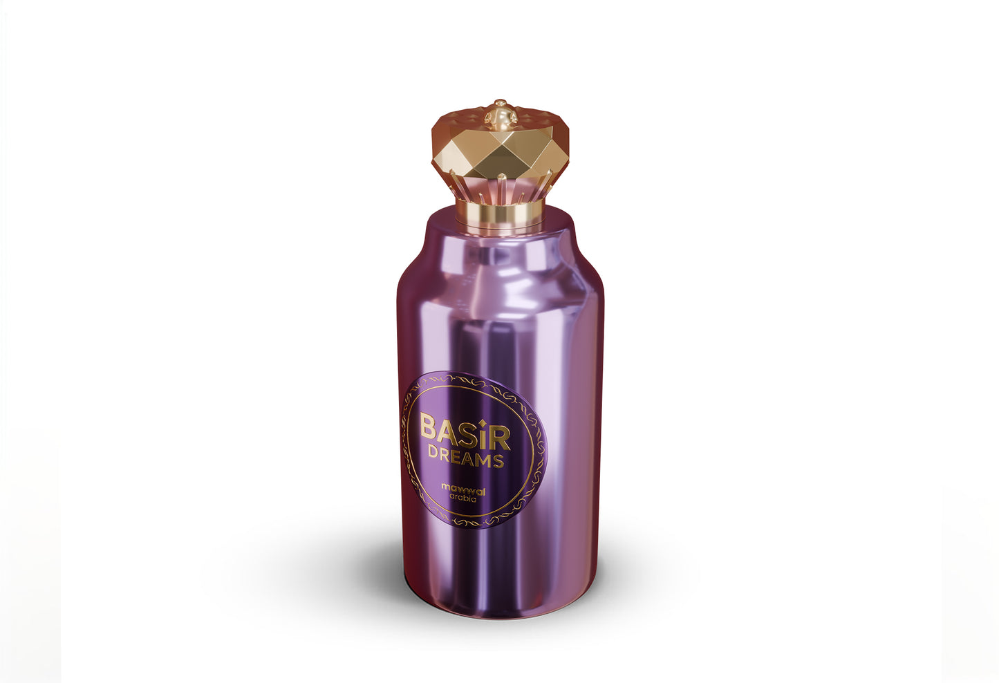 Basir Dream Eau de Parfum bottle with an elegant design and a gold cap, reflecting luxury and fragrance.