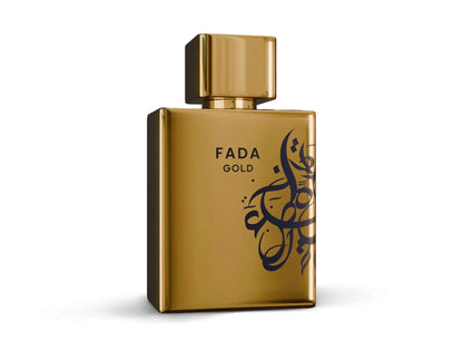 Fada Gold Eau de Parfum bottle showcasing its elegant design and luxurious gold color.
