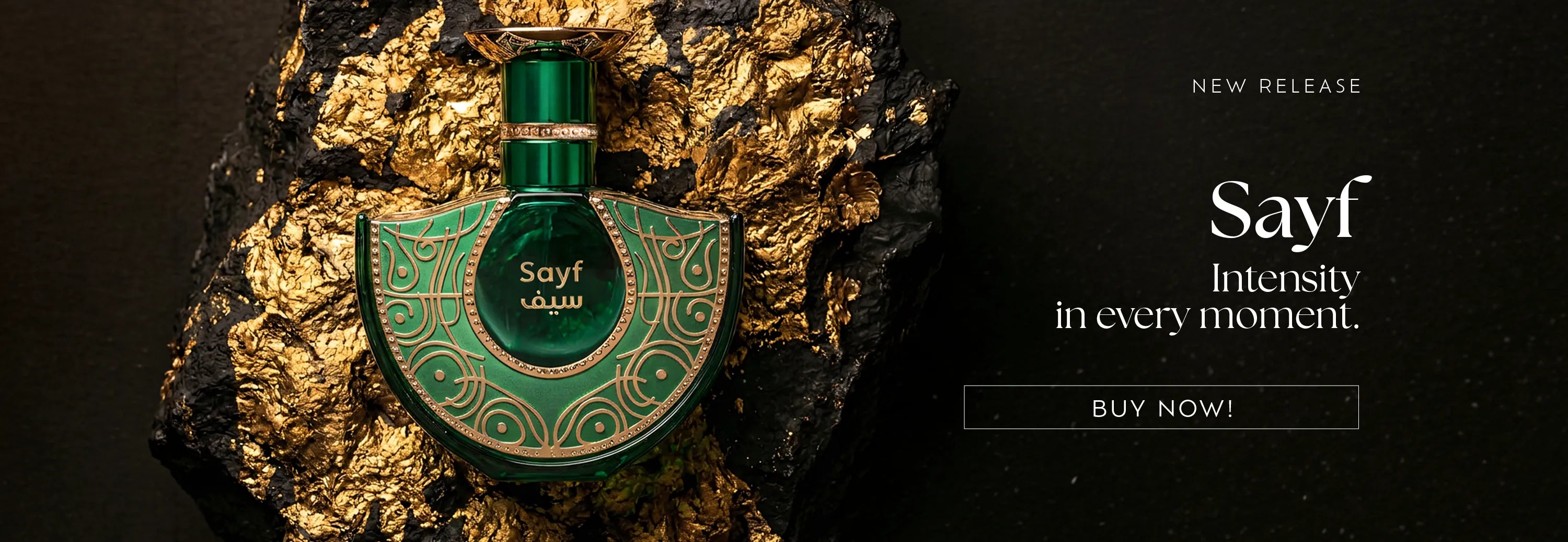 Mawwal Sayf Solaris oriental woody Arabic perfume for men 100ml EDP, green and gold bottle, new in Dubai UAE